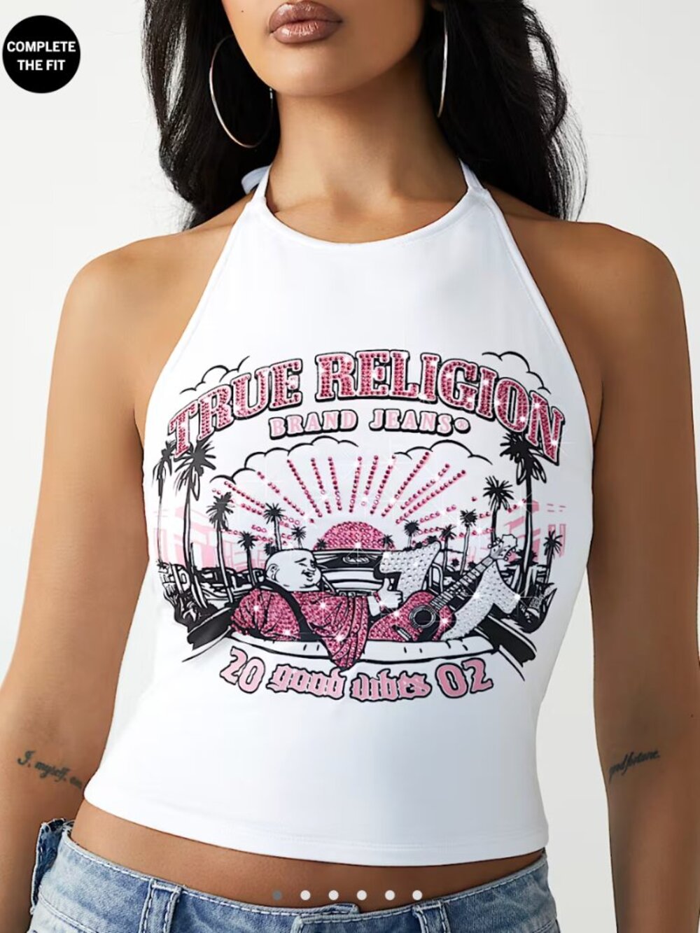 True Religion Crystal Open Back Halter Top NWT